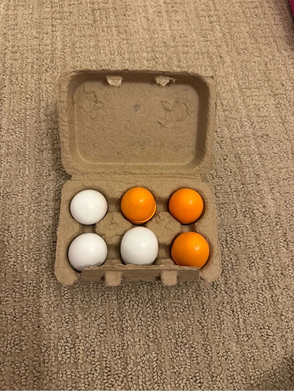 Amazon Beige Egg Carton with Pink Decorative Label